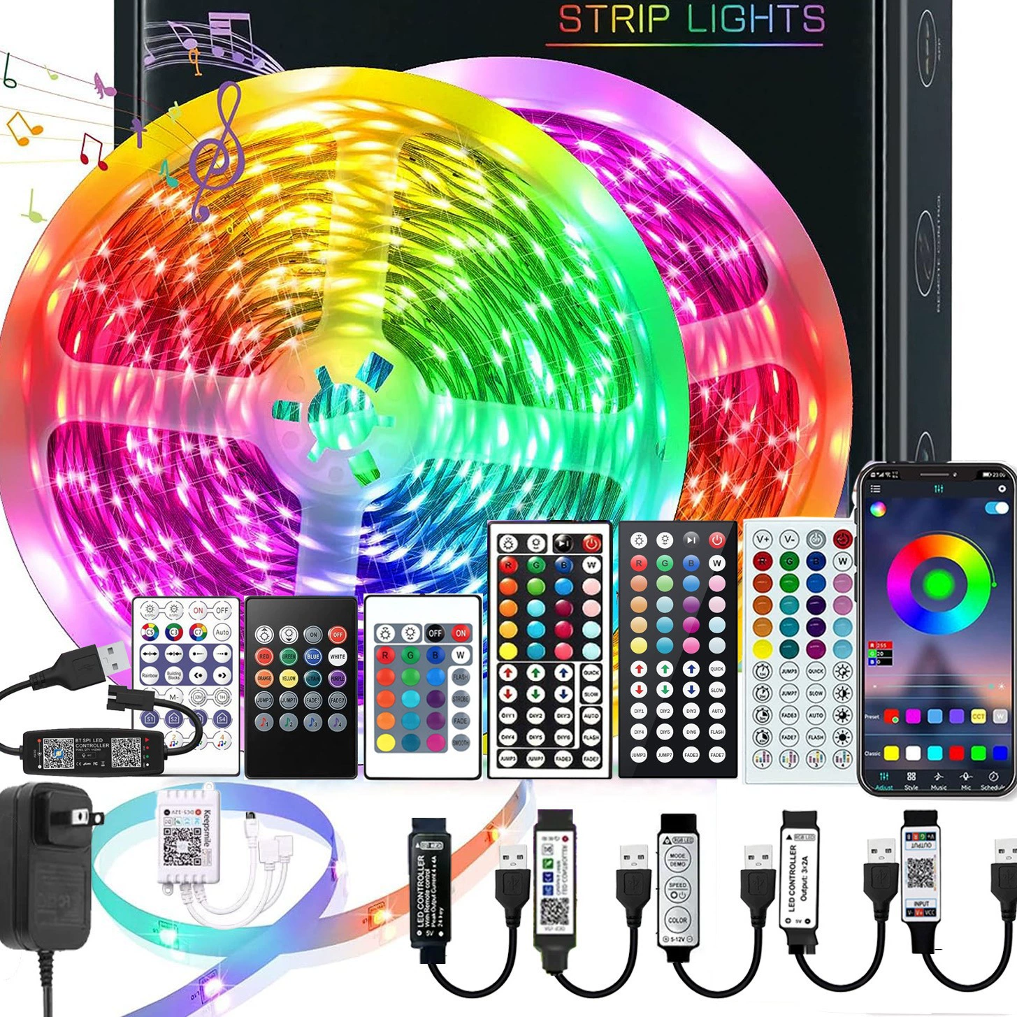 Светодиодная лампа с Bluetooth Music Smart Lights RGB Bluetooth атмосфера фоновая лампа RGB Светодиодная лента
