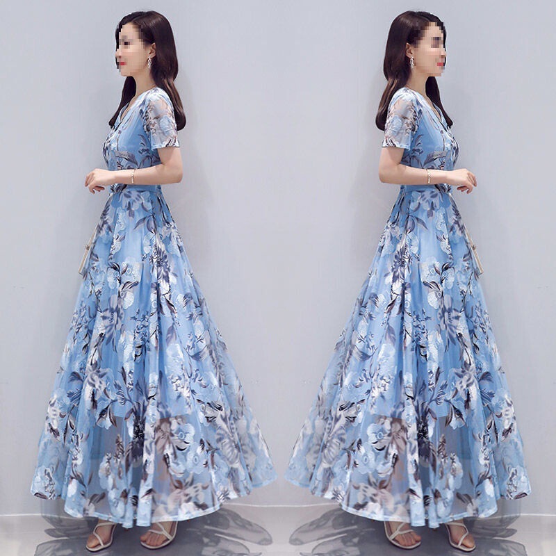 (Big Clearance) 2026 New Embroidered Elegant Dress with Jacquard Mesh Print, Long Slim-Fit Short-Sleeve Mom Dress (Big Clearance) 2026 New Embroidered Elegant Dress with Jacquard Mesh Print, Long Slim-Fit Short-Sleeve Mom Dress