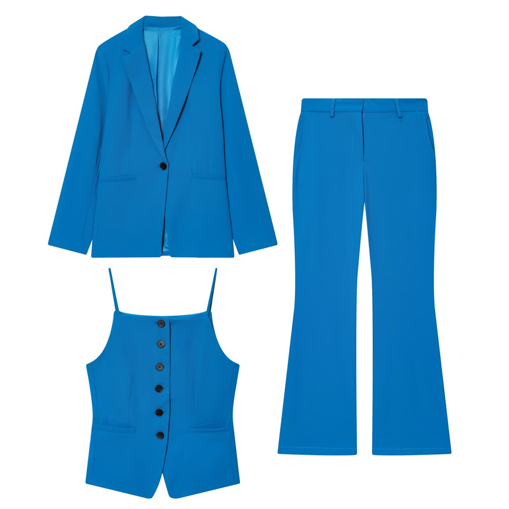 Foreign Trade Wholesale New Autumn Women's European and American Fashion Lapel Long-Sleeved Suit Jacket Vest Casual Pants Suit