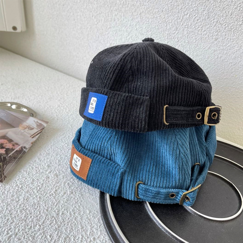 Men's Trendy Early Autumn Vintage Corduroy Floor Hat Korean Style All-match Melon Hat Women's Japanese Style Artistic Hip-hop Hat
