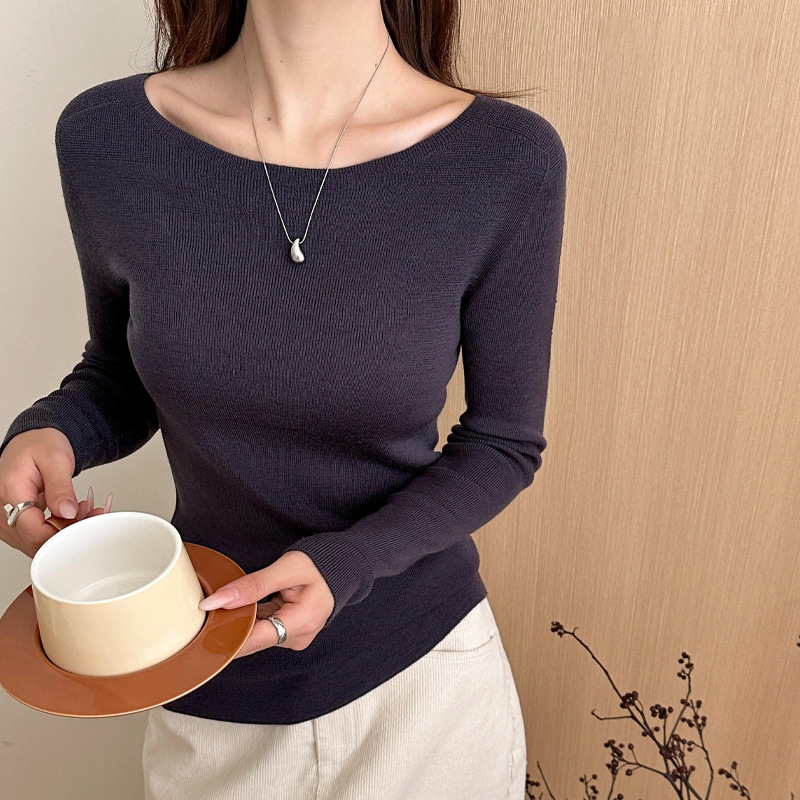 メリノ梳毛ウール 100% 120S シームレスワンライン既製服ファッショナブルなワンショルダーウールセーター薄手のニットセーター|undefined