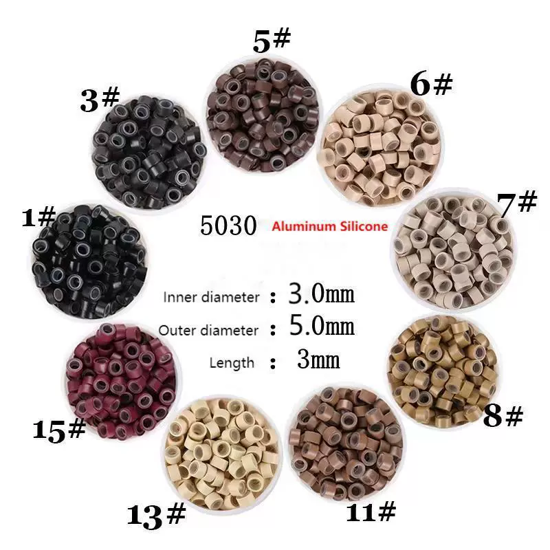 跨境5MM无痕接发扣硅胶扩口接发环镭射金丝假发接发扣无纹接发环