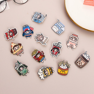 Cute Japanese and Korean Ins Trendy Acrylic Brooch Cartoon Milk Bottle Pin Bag Pendant Little Girl Jewelry Badge