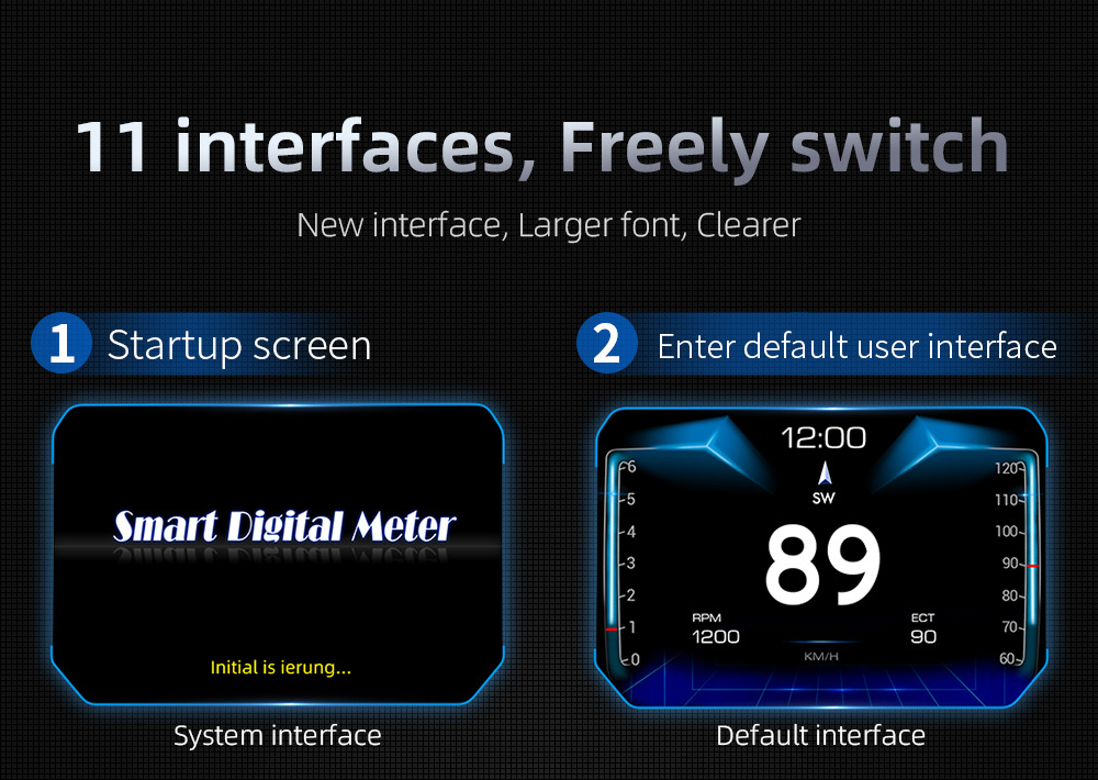 Cross-border car HUD head-up display LCD OBD multi-function water temperature fuel consumption GPS inclinometer speedometer P21