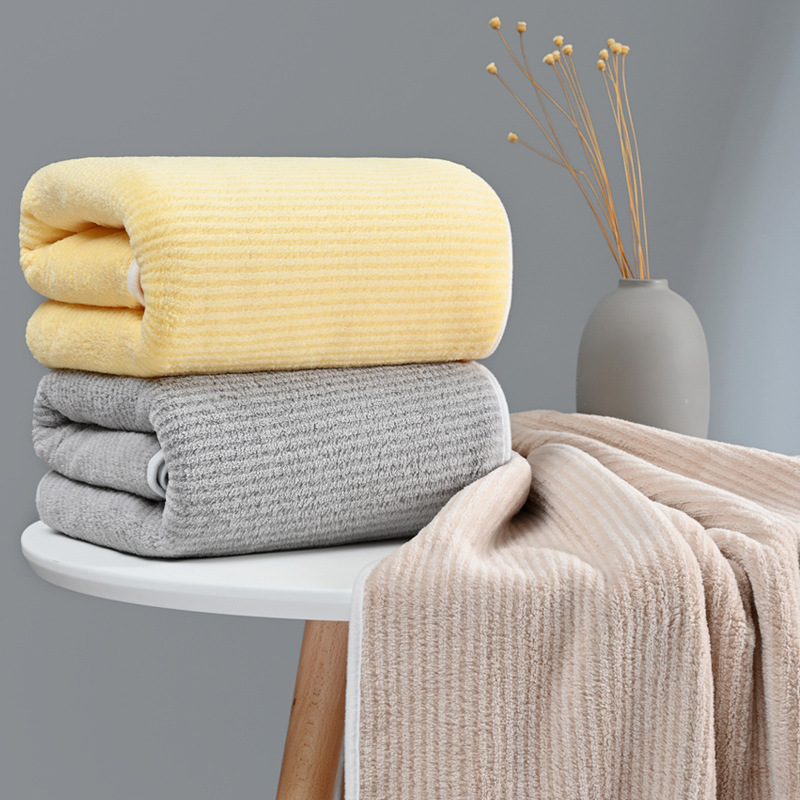Cationic household microfiber towel, non-shedding face towel, dry hair bath towel, double-sided coral velvet household bath towel
