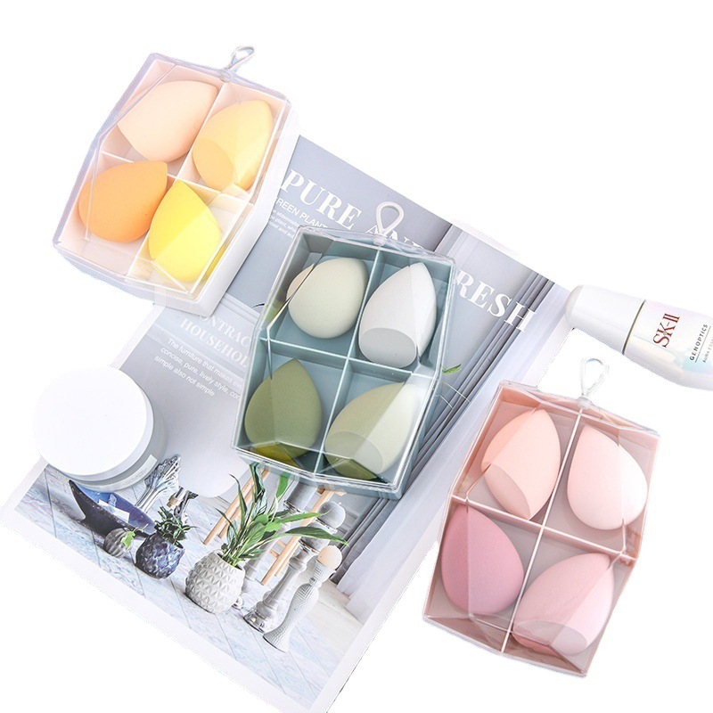 Belleza huevo maquillaje huevo super suave caja traje polvo puff mojado y seco de doble uso esponja de maquillaje al por mayor traje de huevo de maquillaje