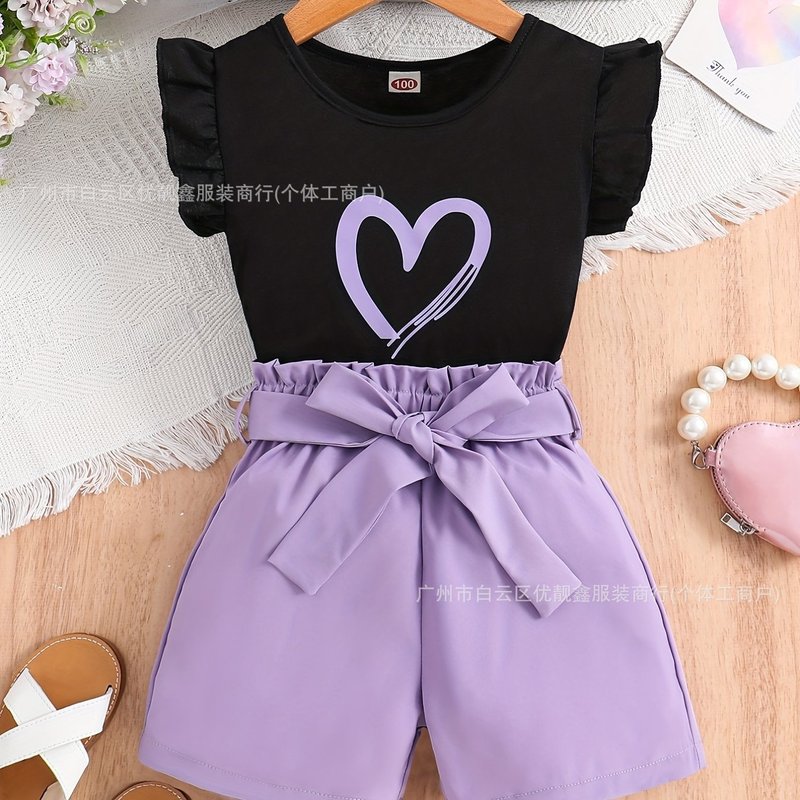 Round-neck sleeveless top and short skirt set 儿童印花两件套|undefined