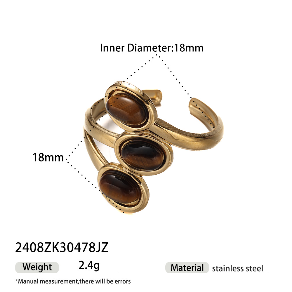 Anillo de piedra de ojo de tigre de acero inoxidable TENA de Europa y los Estados Unidos exagerado alto nivel de explosión transfronteriza anillo de nicho de titanio no se desvanece