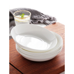 プレート、ディッシュ、家庭用白深皿、純白ボーンチャイナ食器、ホテルシンプルセラミックディッシュ、ディナープレート、磁器プレート、ラウンドプレート