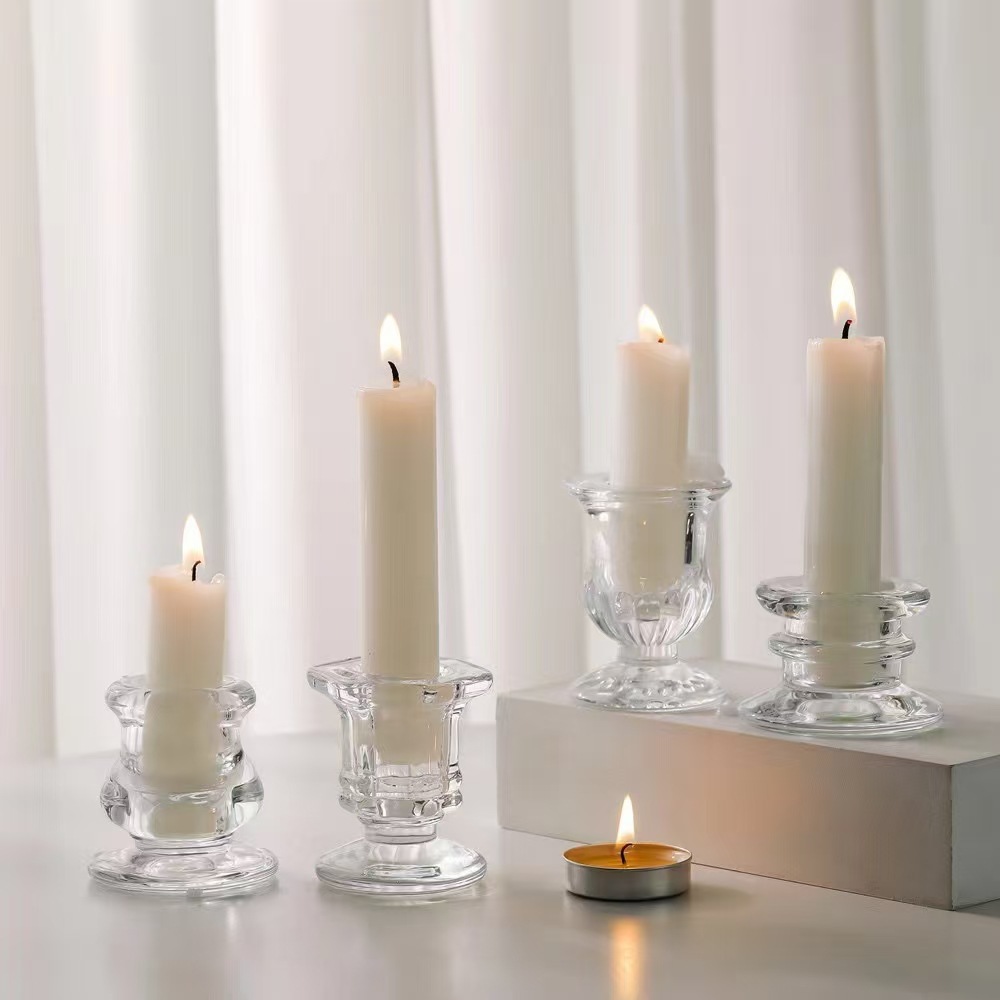 Simple ins candelabro de vidrio barra de cera vintage romántica vela taza decoración de cena de vela casa fondo de vidrio
