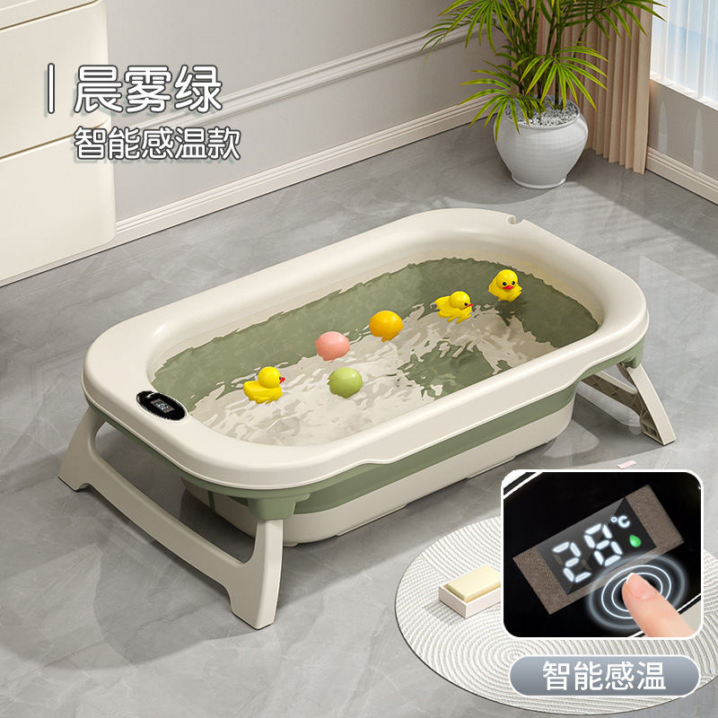 Bañera plegable para bebés con sensor de temperatura, bañera para bebés, bañera plegable para recién nacidos, bañera para niños