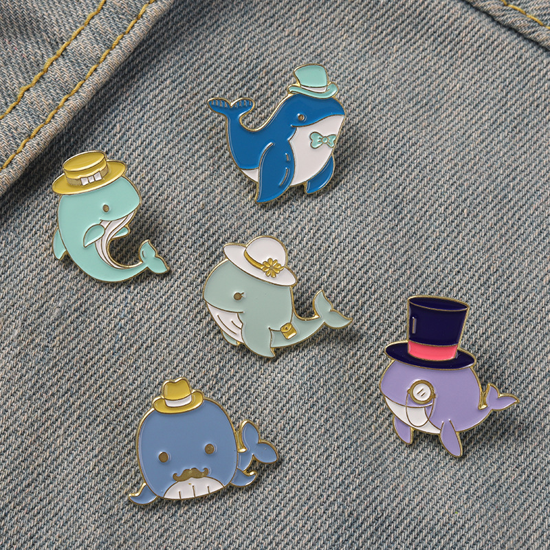 Cute Whale Alloy Stoving Varnish Unisex Brooches display picture 3