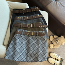 复古格子毛呢半身裙女2025秋冬新款高腰显瘦百搭休闲A字包臀短裙