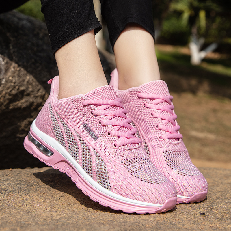 Zapatos de mujer 2024 primavera nuevo hueco red única gran cojín de aire ventilado amortiguador ligero ocio deportes transfronterizos tamaño grande