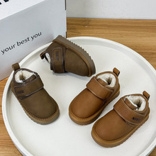 2025冬季新款儿童棉鞋男女童加厚保暖雪地靴中大童低帮魔术贴棉靴