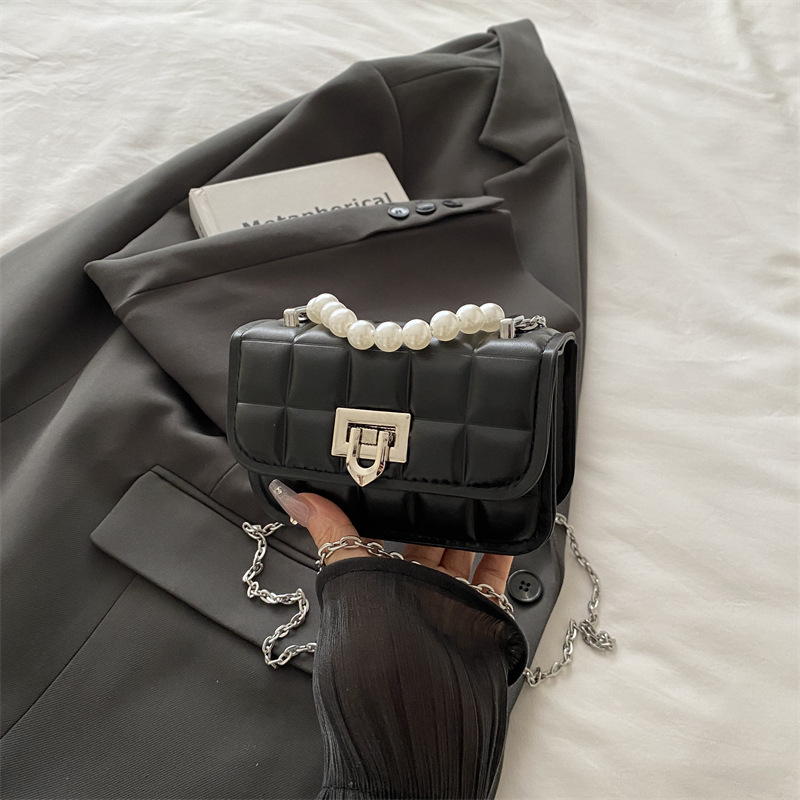 Elegante borsa a tracolla piccola a quadri per donna versatile_voghion.com