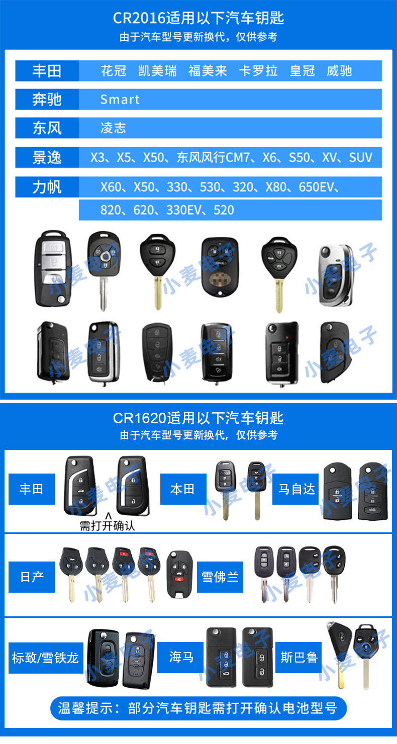汽车钥匙对应电池表_02