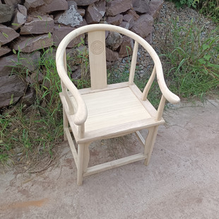 New Chinese-Style Chair, Armchair, White Circle Chair, Solid Wood Bulk Chair, Imperial Chair, Oak, Southern Elm Wood, Official Hat Chair, Living Room