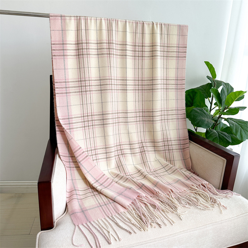 450g Weight Scarf Classification Holiday, Daily Occasion Imitation cashmere Material Color Block Pattern Winter Season Women's Gender Printing Design Elegant, Simple Style, Classic Style Style New Plaid Artificial Cashmere Scarf Autumn And Winter Korean Style Simple All-Matching Warm Scarf Women's Thickened Tassel Shawl 1