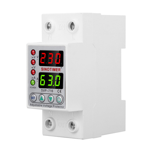 SVP-716 40A 63A 80A adjustable self-resetting smart over/under voltage protector with current limiting and delay 220V