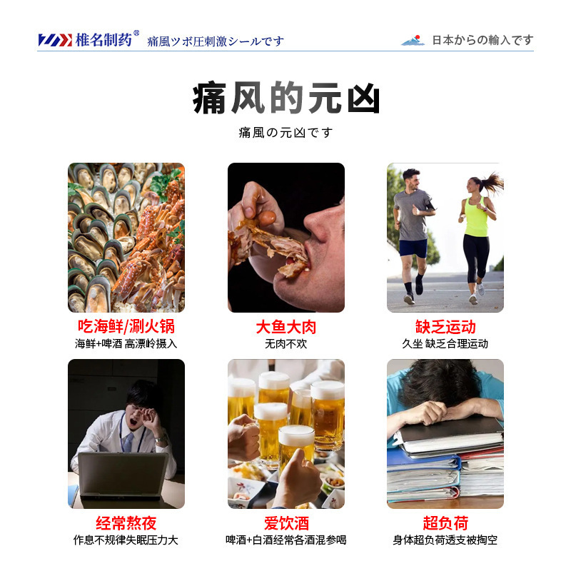 久冈日本椎名制药痛风型穴位刺激贴腱鞘关节肿胀医用贴批代发理疗|undefined