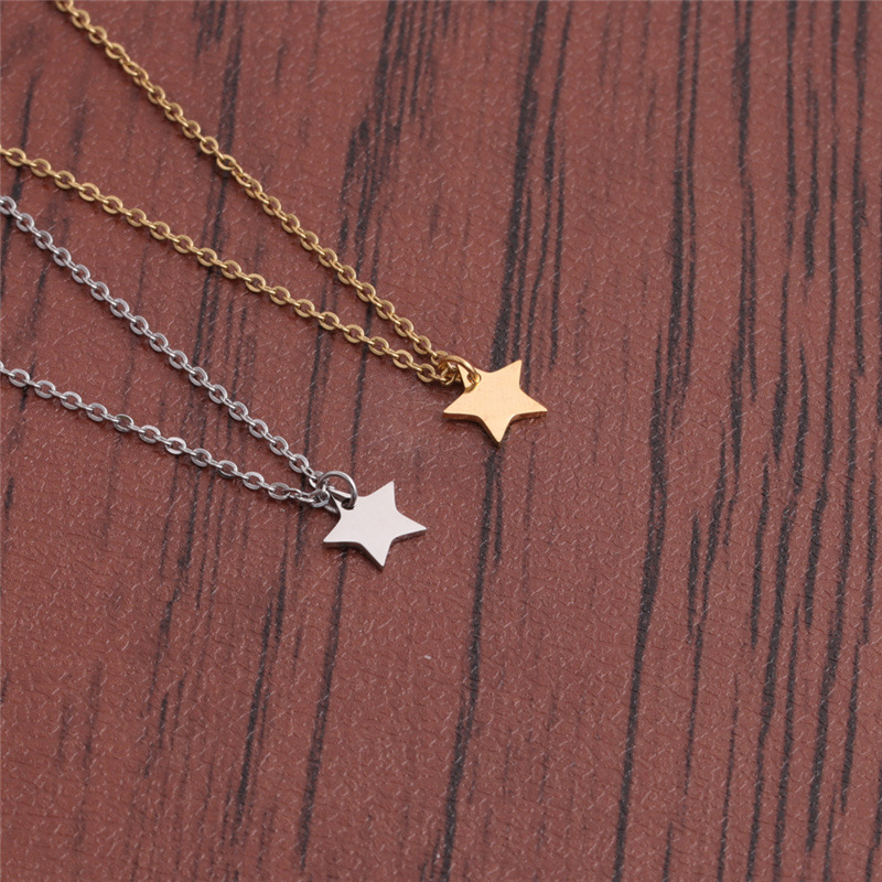 Fashion Five-pointed Star Titanium Steel Necklace Wholesale display picture 2