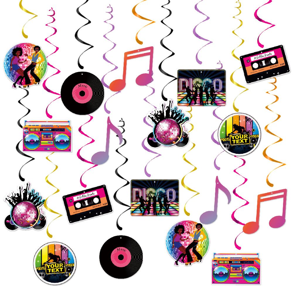 Nuevo disco tema Fiesta decoración nota musical espiral colgante disco fiesta decoración registro colgante ornamento