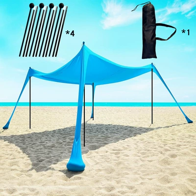 Beach Canopy Lycra Tent for Picnics and Camping, Seaside Sunshade Outdoor Tent, Portable One-Piece Style, in Stock (Avtomobil yan çətirləri) - new-sky-blue-4-irons-200160150cm
