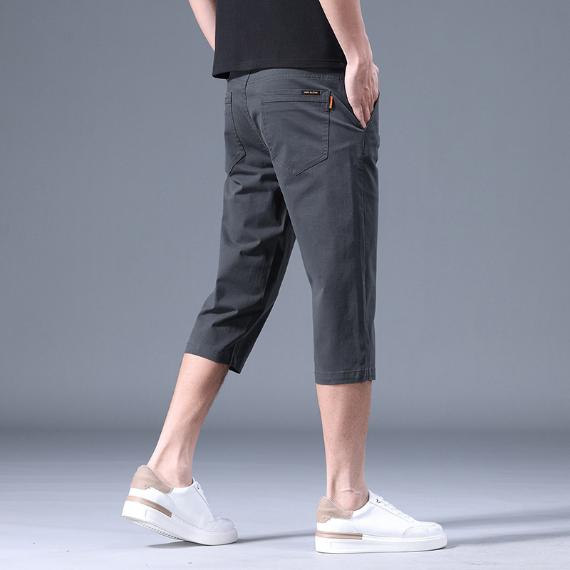 2025 Summer New Men's Cotton Loose Light Business Fashion All-match Casual Slim-fit Capri Pants for Men