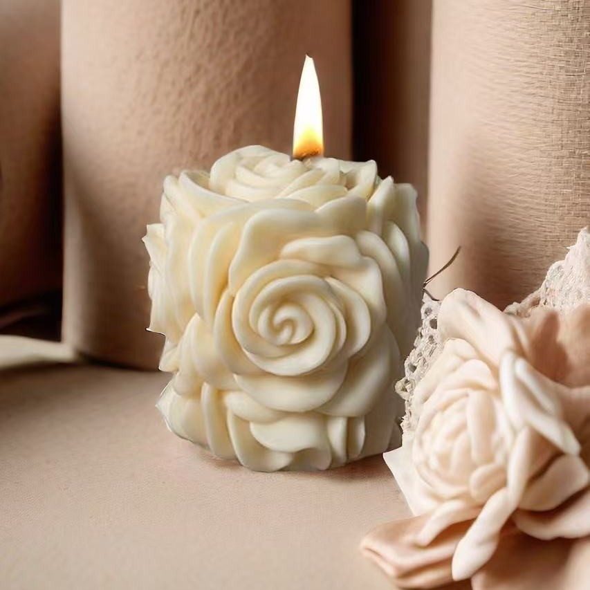 Ventas transfronterizas calientes ins viento rosa columnar cera de incienso regalo de mano joyería para el hogar sin humo cera de soja fragancia