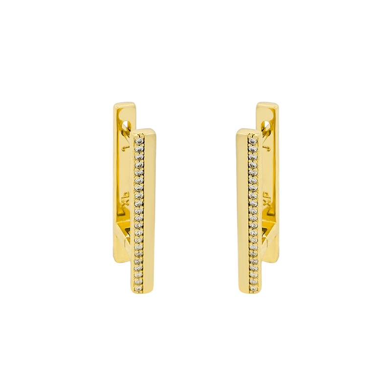 Pendientes de Oreja con Diseño Geométrico y Diamantes, Estilo Minimalista y Moderno de Xuping, Diseño Exclusivo