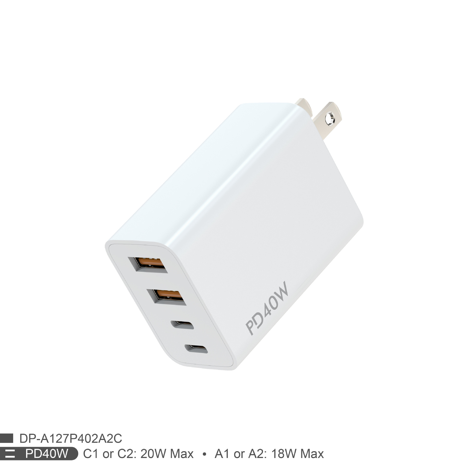 Double QC double PD20W 20W household multi-port charger 2A2C 40W PD US gauge multi-port charger fast charging