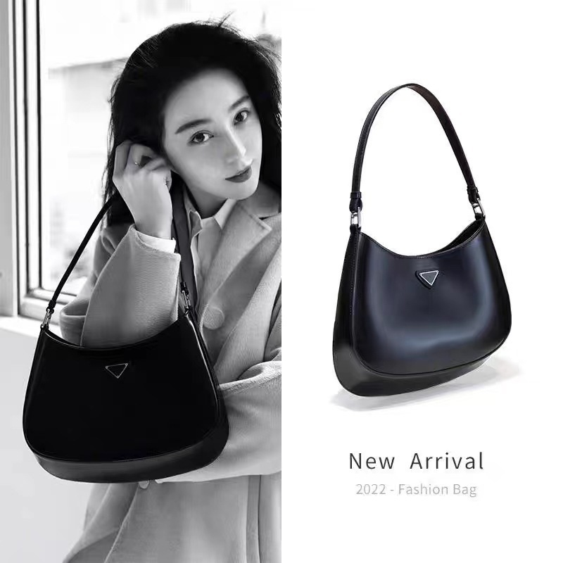 2024 nuevo P casa Cleo bolso axila moda fideos brillantes zhonggu bolso de Media Luna de cuero bolso de mujer bolso de hombro único