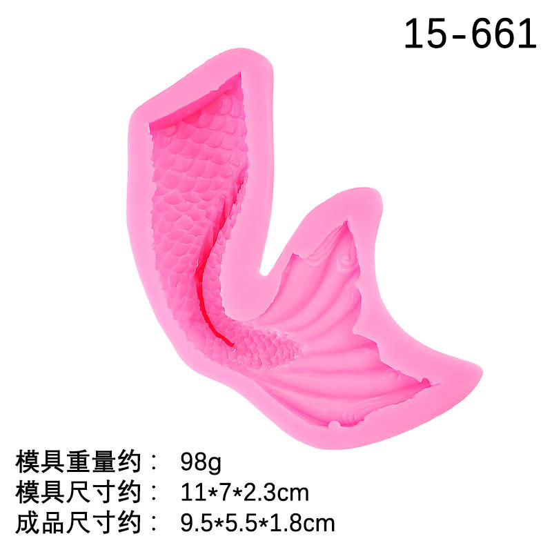 3D sirena cola océano serie DIY fondant pescado cola chocolate pastel epoxi colgante molde