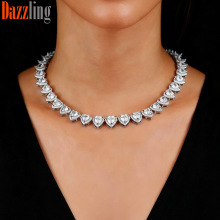 跨境嘻哈新款心形锆石冰糖链满钻时尚女款项链颈链朋克风饰品现货