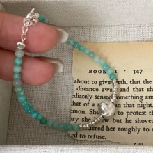 S925纯银多巴胺天然石猫眼碎银子串珠手链叠戴高级冷淡风小众设计