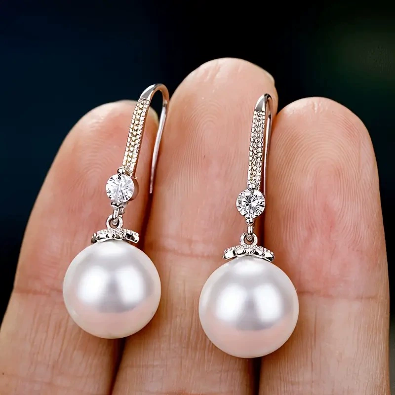 White pendant from pearl, silver sophisticated elegant earrings, Birthday gift