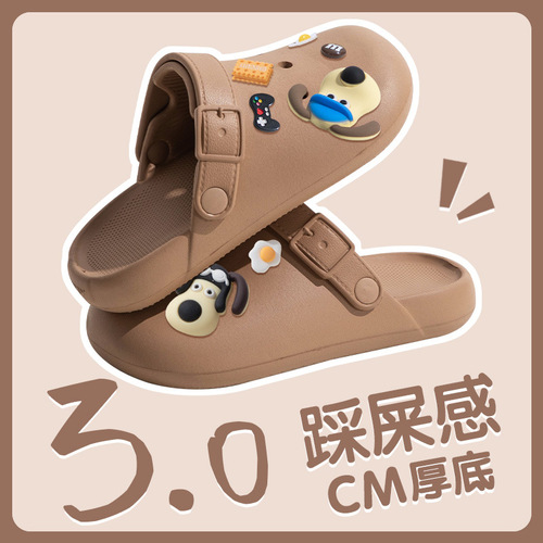 Women's Outdoor Wear New Home Indoor Slip-Resistant Couple Thick Insole Feel-Good Hole Shoes for Summer