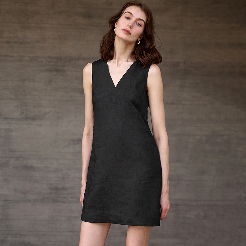 Cross-Border Sexy Linen Tank Dress, Big Brand V-Neck Dress, Sleeveless Short Skirt, Sexy Slim Fit Deconstructed Straight Skirt Cross-Border Sexy Linen Tank Dress, Big Brand V-Neck Dress, Sleeveless Short Skirt, Sexy Slim Fit Deconstructed Straight Skirt