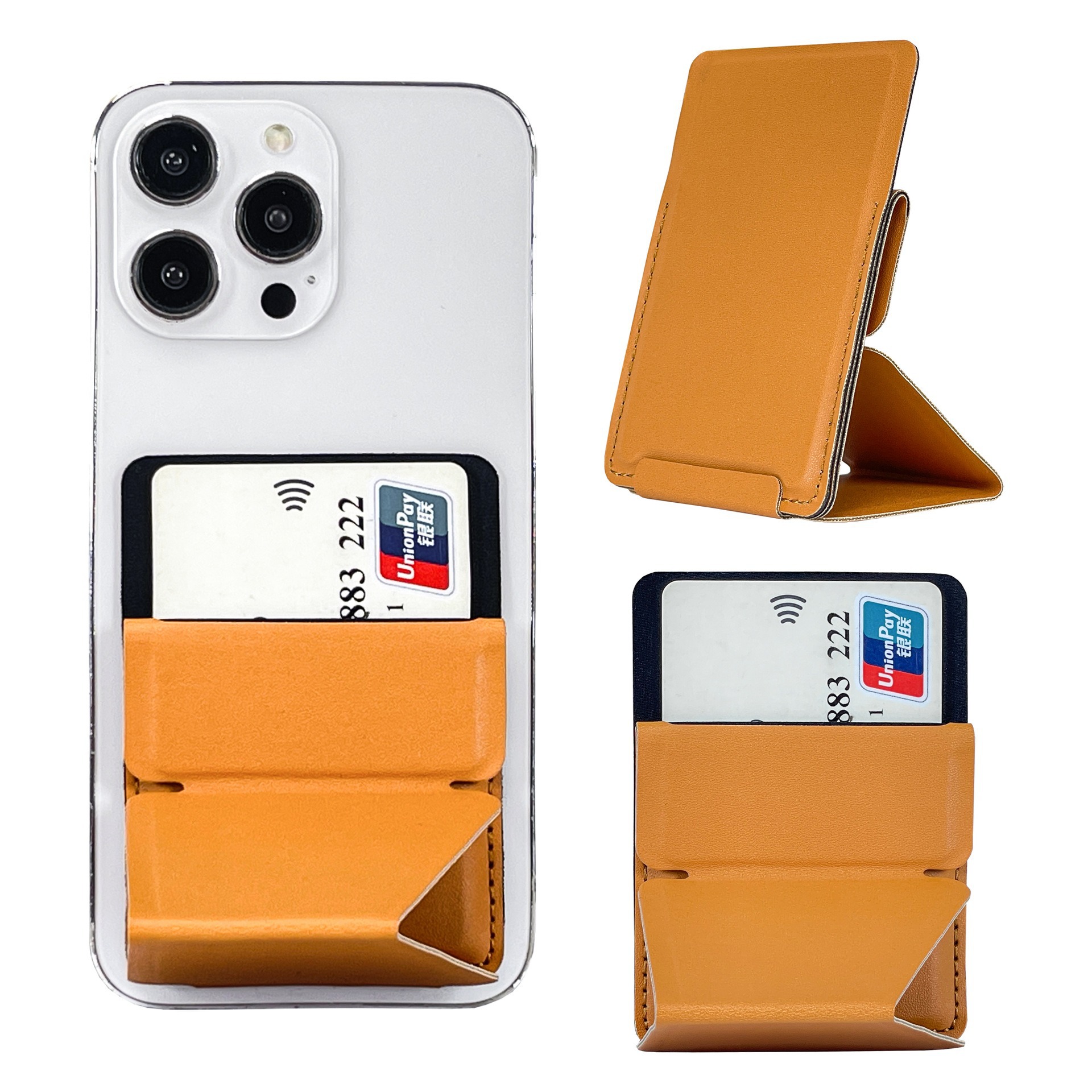 Soporte de bolsa de tarjeta de teléfono móvil de cuero PU magnético plegable para escritorio adecuado para productos de la serie Apple IPHONE que pueden imprimir LOGO