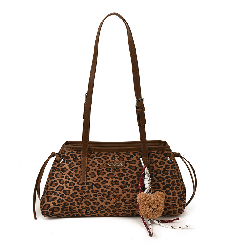 Invierno retro estampado leopardo hombro brazo bolso de gran capacidad para mujeres 2025 nueva bolsa de mano de viaje ocio