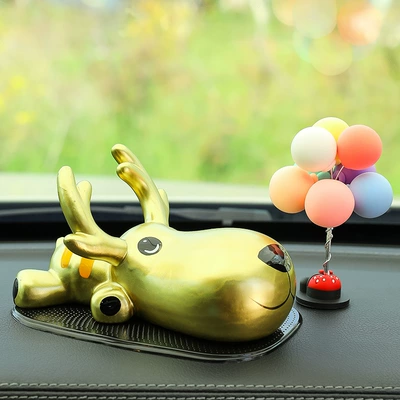 Car ornaments – Style Fawn Girl - golden-fawn-single-beam-macaron-balloon-water-drop-non-slip-mat