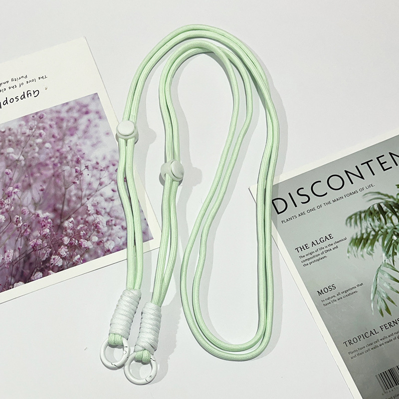 조절 가능한 긴 로프 - 연한 청록색 흰색 매듭