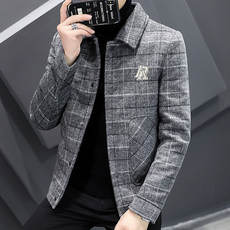 Woolen demi-season trend men's jacket for leisure