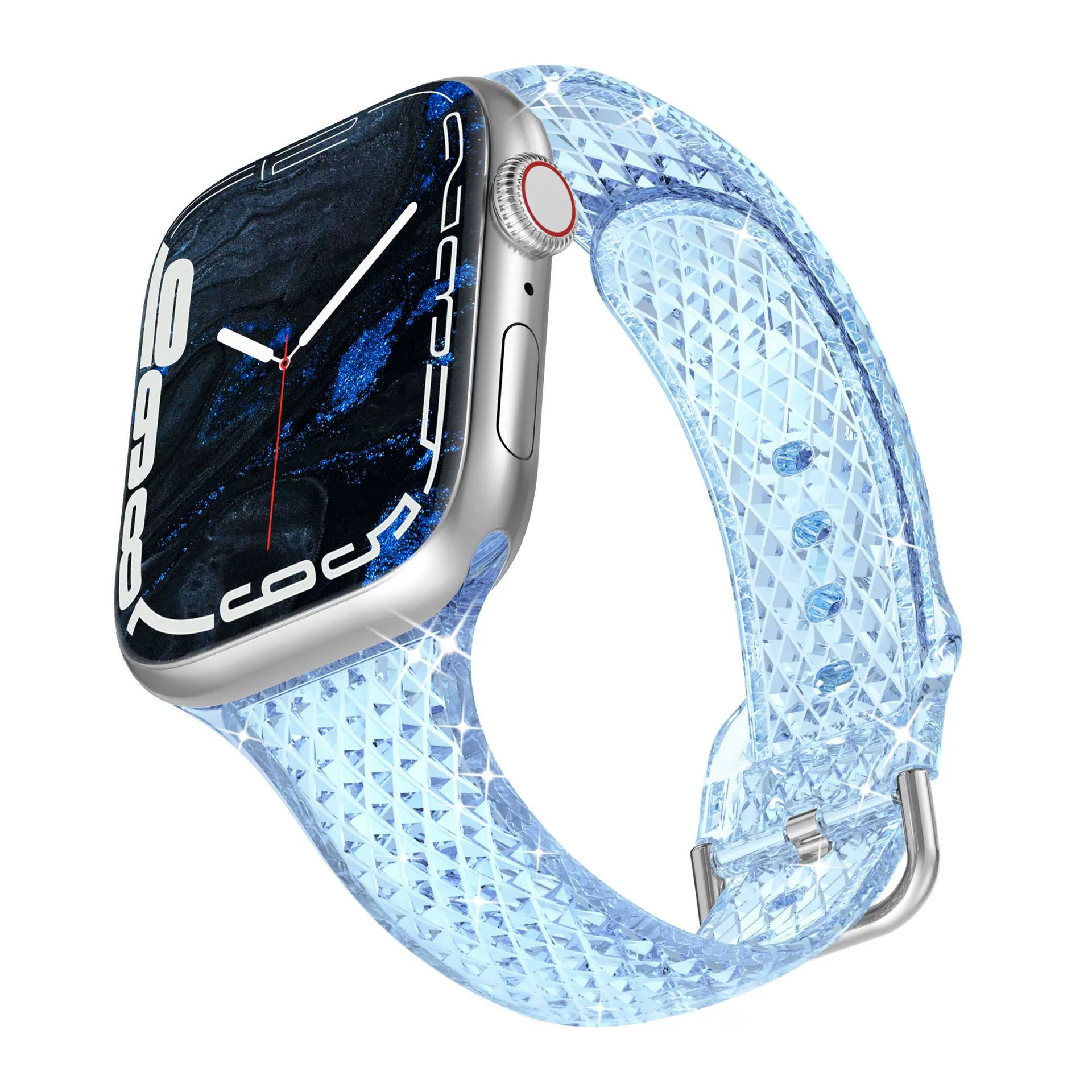 Подходит для Apple Watch ремешок Apple iWatch 1–10 поколение, S9, ромбовидный узор, тонкий TPU ремешок, прозрачный, женская модель