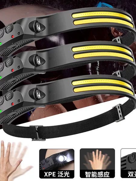 Headlamp, head-mounted, high-brightness, rechargeable, night fishing headlamp, specialized for fishing, ultra-bright, ultra-light, portable, sensor light, ultra-long battery life