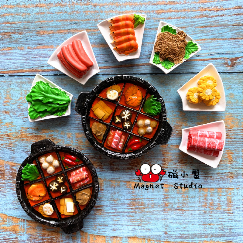 마그네틱 크랩 충칭 핫 팟 냉장고 스티커 3 차원 창조적 인 특수 자석 철 샷 기념품 왕 타오