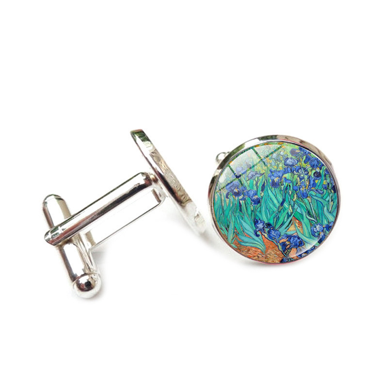 10g Weight Cufflinks Classification 1 Pair Quantity Business, Daily Occasion Alloy Material Oil Painting Pattern Unisex Gender Plating Design Casual, Artistic Style 1 Pair Casual Artistic Oil Painting Alloy Plating Unisex Cufflinks 5