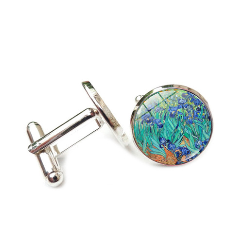 Van Gogh Starry Night Sunflower Cufflinks Men's Cross-Border Hot Selling Accessories Fashion Buttons French Shirt Cuffs Cuffs