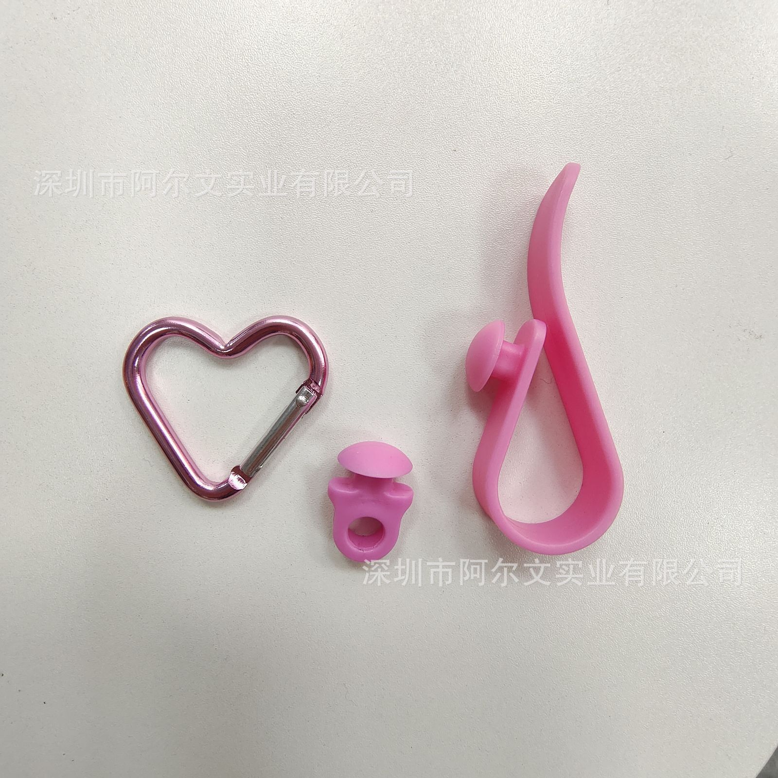 핑크 후크 + 핑크 버섯 머리 + 핑크 러브 카라비너